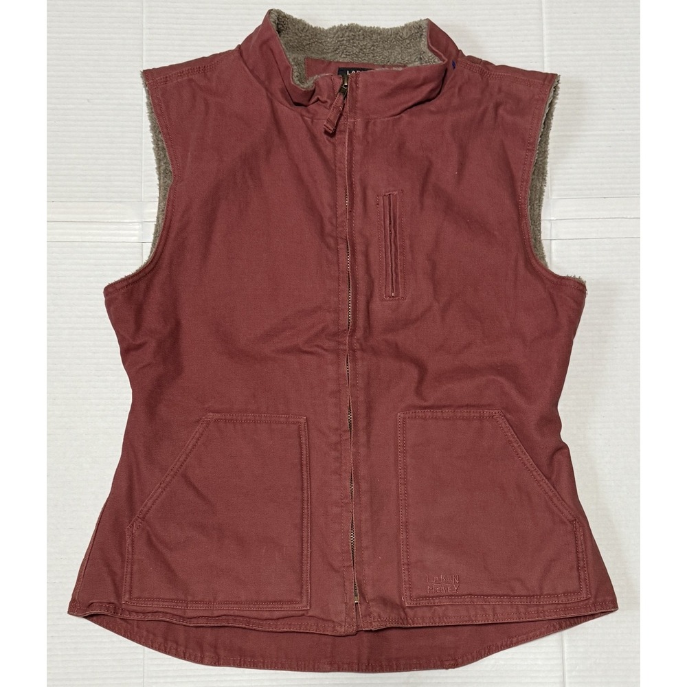LAKIN MCKEY by KEY - Women's‎ Red Sherpa Lined Full Zip Canvas Vest - X-Large XL